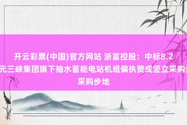 开云彩票(中国)官方网站 浙富控股：中标8.22亿元三峡集团旗下抽水蓄能电站机组偏执赞成竖立采购步地