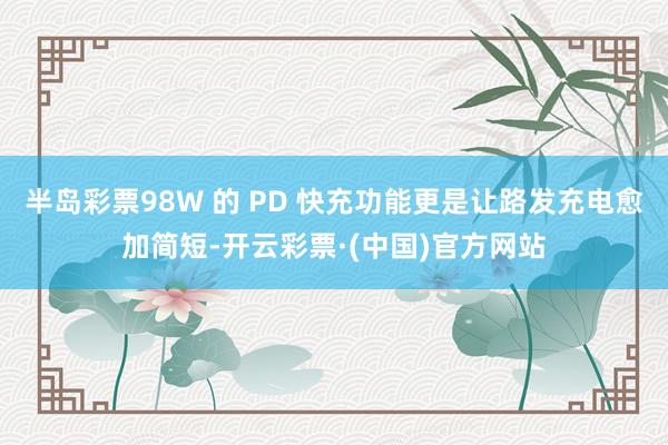 半岛彩票98W 的 PD 快充功能更是让路发充电愈加简短-开云彩票·(中国)官方网站