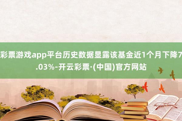 彩票游戏app平台历史数据显露该基金近1个月下降7.03%-开云彩票·(中国)官方网站